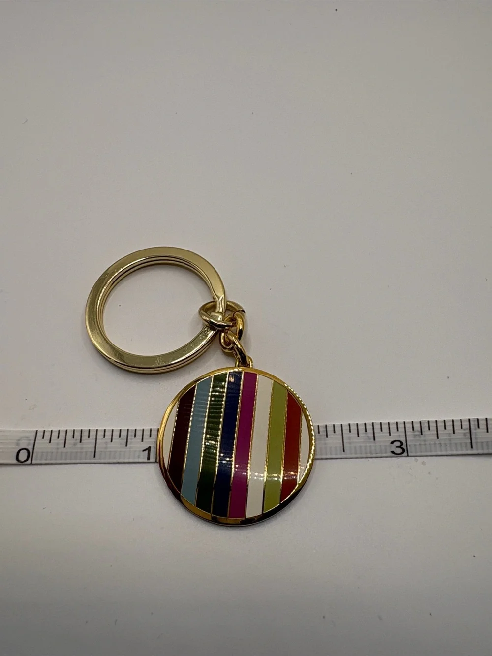 Coach Gold Legacy Keyring Striped Enamel Charm